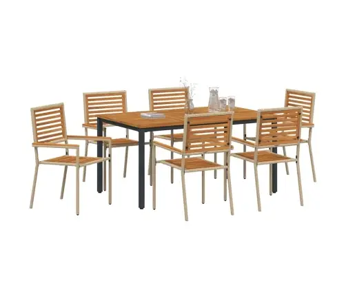 Sodo Valgomojo Komplektas 7 Pcs Bežinis Ir Rudas Poliratanas