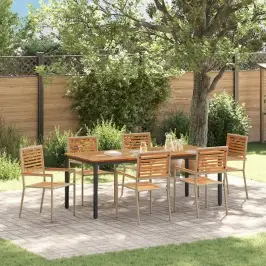 Dārza Ēdamgalds 7 Pcs Bēšs Un Brūns 200 X 100 X 75 Cm Vidaxl