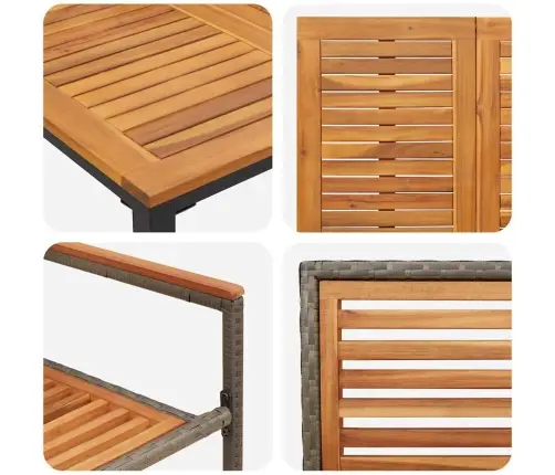 9 Gabalu Dārza Galda Komplekts Pelēks Polirātmāts Akāciju Vidaxl