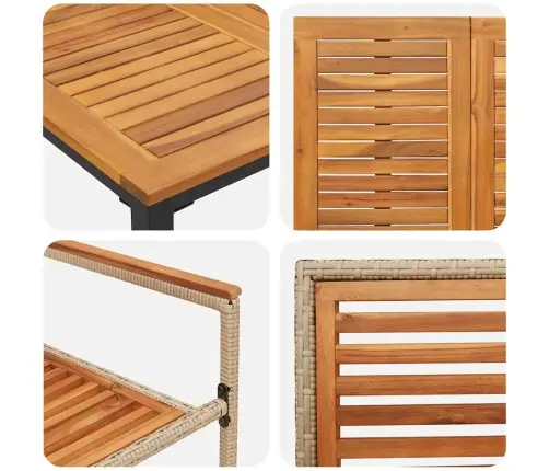 Sodo Valgomojo Komplektas 9 Pcs Smėlio Poliratanas