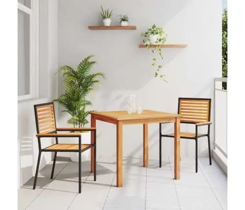 Sodo Valgomojo Komplektas 3 Pcs Juoda Kietos Akacijos Mediena