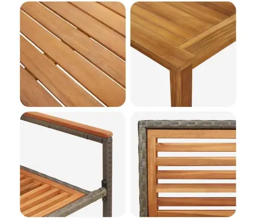 Dārza Galds 3 Pcs Pelēka 85 X 85 X 74 Cm Koks Un Metāls Vidaxl