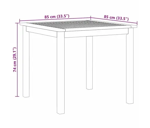 Dārza Galds 3 Pcs Pelēka 85 X 85 X 74 Cm Koks Un Metāls Vidaxl