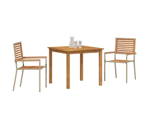 Sodo Valgomojo Komplektas 3 Pcs Smėlio Poli Ratanas