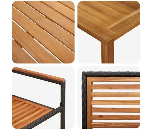 Dārza Ēdamgalds 5 Pcs Melna 85 X 85 X 74 Cm Plastmasa Un Koks Vidaxl