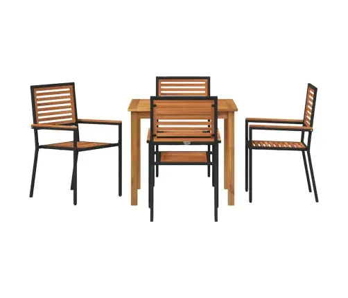 Dārza Ēdamgalds 5 Pcs Melna 85 X 85 X 74 Cm Plastmasa Un Koks Vidaxl