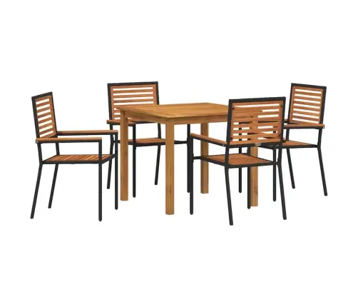 Dārza Ēdamgalds 5 Pcs Melna 85 X 85 X 74 Cm Plastmasa Un Koks Vidaxl