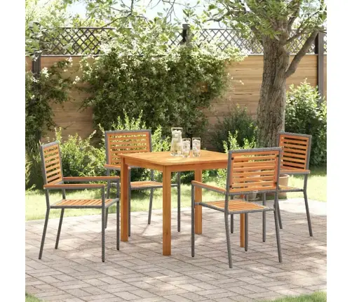 Sodo Valgomojo Komplektas 5 Pcs Pilka Poli Ratanas