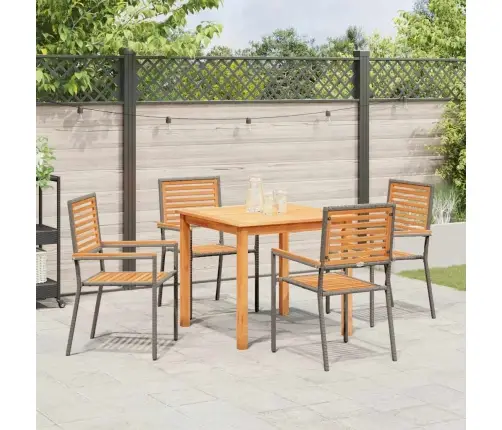 Sodo Valgomojo Komplektas 5 Pcs Pilka Poli Ratanas