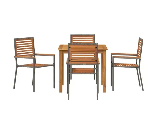 Sodo Valgomojo Komplektas 5 Pcs Pilka Poli Ratanas