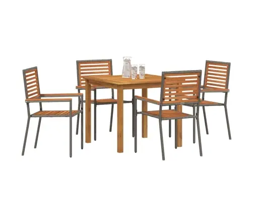 Sodo Valgomojo Komplektas 5 Pcs Pilka Poli Ratanas