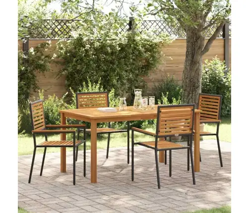 Dārza Ēdamgaldu Komplekts 5 Pcs Melna 150 X 90 X 74 Cm Vidaxl