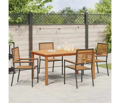 Dārza Ēdamgaldu Komplekts 5 Pcs Melna 150 X 90 X 74 Cm Vidaxl