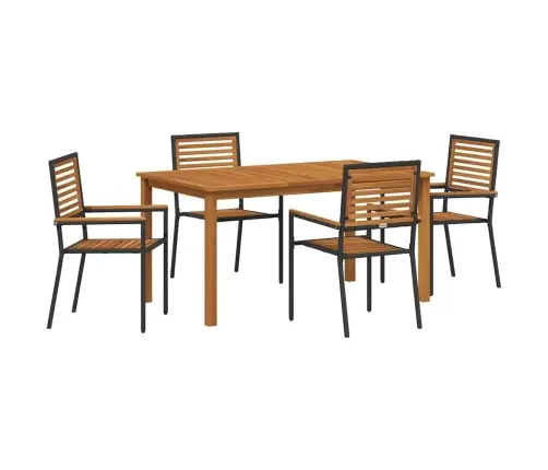 Dārza Ēdamgaldu Komplekts 5 Pcs Melna 150 X 90 X 74 Cm Vidaxl