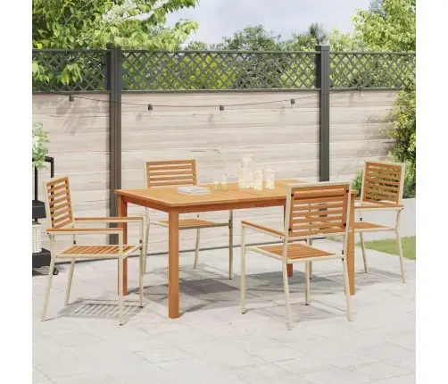 Dārza Galdiņš 5 Pcs Bēša 150 X 90 X 74 Cm Vidaxl