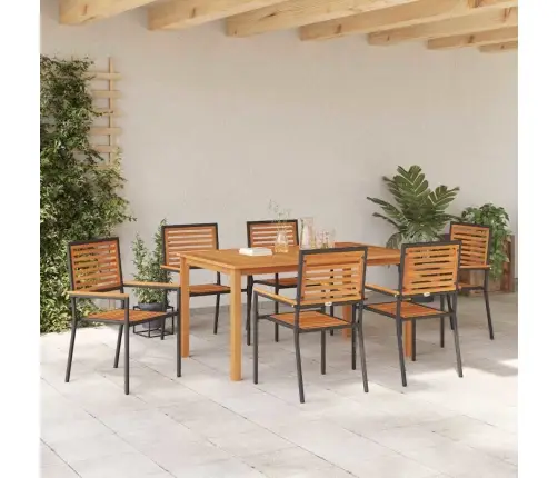 Dārza Ēdamistaba 7 Pcs Melna 150 X 90 X 74 Cm Vidaxl