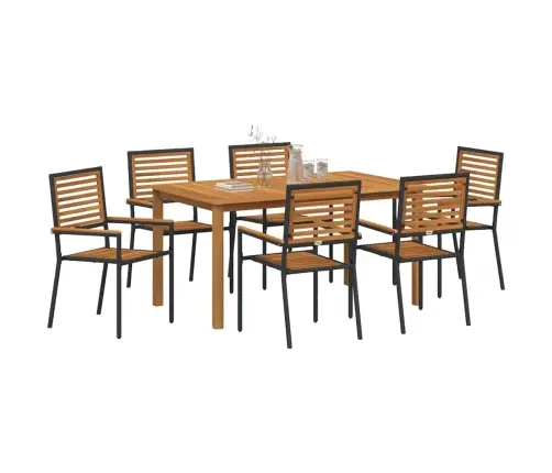 Dārza Ēdamistaba 7 Pcs Melna 150 X 90 X 74 Cm Vidaxl