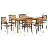 Dārza Ēdamistaba 7 Pcs Melna 150 X 90 X 74 Cm Vidaxl