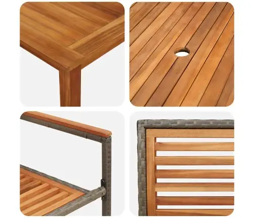 Dārza Ēdamgaldu Komplekts 7 Pcs Pelēka 150 X 90 X 74 Cm Vidaxl