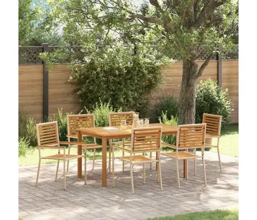 Aia Söögilaudade Komplekt 7 Pcs Beež Tugev Akatsiapuu