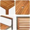 Dārza Ēdamgalds 7 Pcs Pelēka 200 X 100 X 74 Cm Metāls & Koks Vidaxl