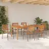 Dārza Ēdamgalds 7 Pcs Pelēka 200 X 100 X 74 Cm Metāls & Koks Vidaxl