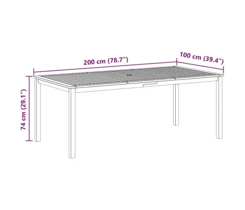 Dārza Galds 7 Pcs Bēša 200 X 100 X 74 Cm Koks, Metāls Vidaxl