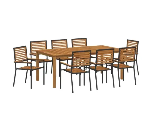 Aia Söögilaudade Komplekt 9 Pcs Must Tugev Akatsiapuu