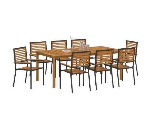 Aia Söögilaudade Komplekt 9 Pcs Must Tugev Akatsiapuu