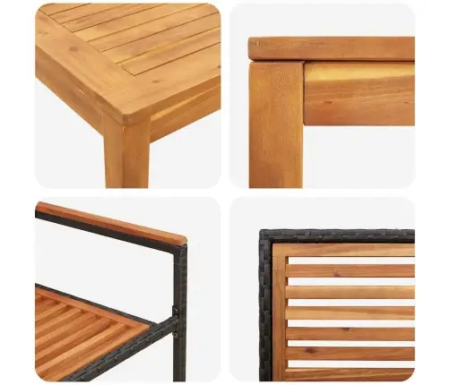 Aia Söögilaudade Komplekt 3 Pcs Must Tugev Akatsiapuu