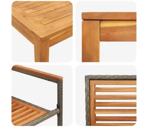 Sodo Valgomojo Komplektas 3 Pcs Pilka Kietos Akacijos Mediena