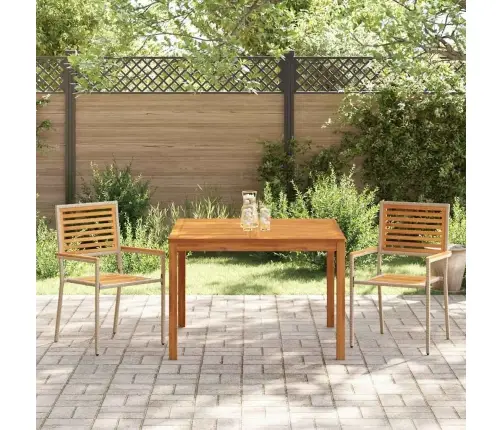 Aia Söögilaudade Komplekt 3 Pcs Beež Tugev Akatsiapuu