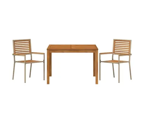 Aia Söögilaudade Komplekt 3 Pcs Beež Tugev Akatsiapuu