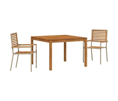 Aia Söögilaudade Komplekt 3 Pcs Beež Tugev Akatsiapuu