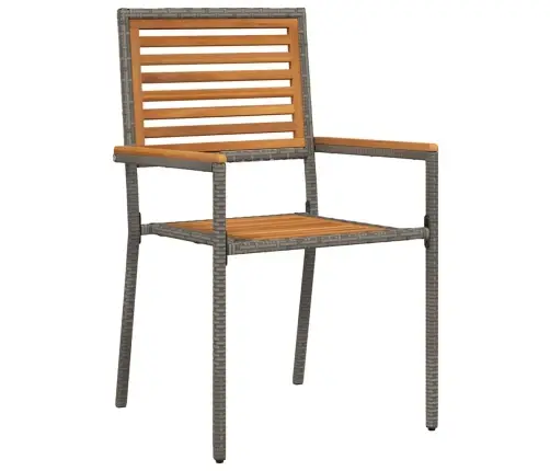 Dārza Ēdamgalds 5 Pcs Pelēka 110 X 110 X 75 Cm Ratan Un Koks Vidaxl