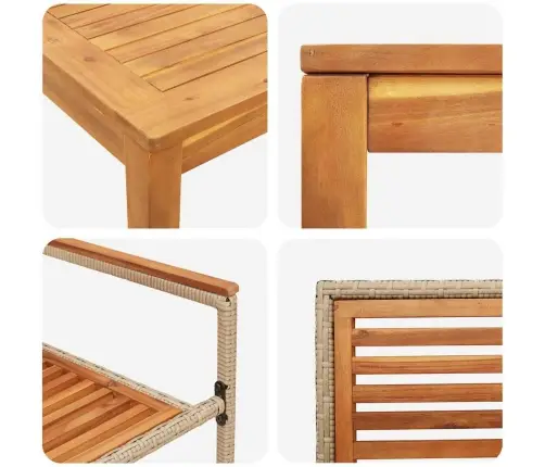 Dārza Galds 5 Pcs Bēša 110 X 110 X 75 Cm Vidaxl