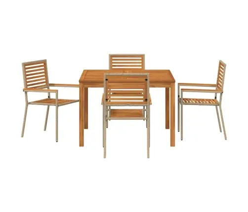 Dārza Galds 5 Pcs Bēša 110 X 110 X 75 Cm Vidaxl