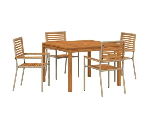 Dārza Galds 5 Pcs Bēša 110 X 110 X 75 Cm Vidaxl
