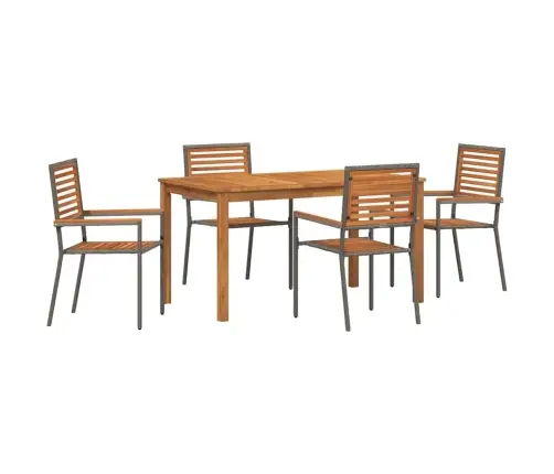 Sodo Valgomojo Komplektas 5 Pcs Pilka Poli Ratanas Sodo Valgomojo Komplektas 5 Pcs Pilka Poli Ratanas