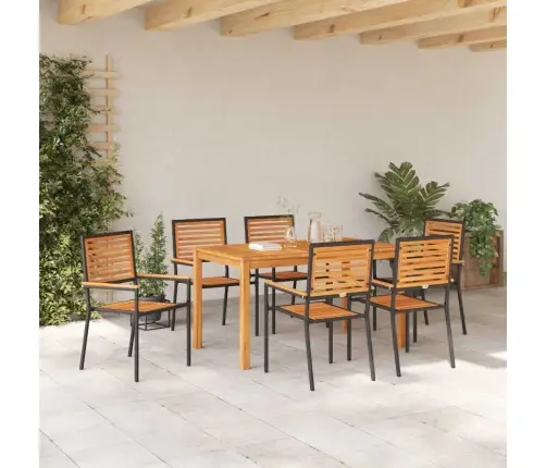 Sodo Valgomojo Komplektas 7 Pcs Juoda Poli Ratanas Sodo Valgomojo Komplektas 7 Pcs Juoda Poli Ratanas