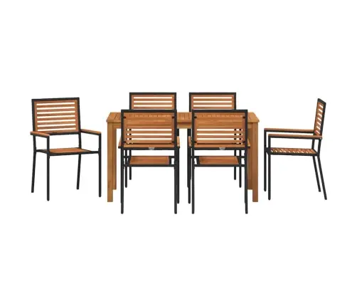 Sodo Valgomojo Komplektas 7 Pcs Juoda Poli Ratanas Sodo Valgomojo Komplektas 7 Pcs Juoda Poli Ratanas