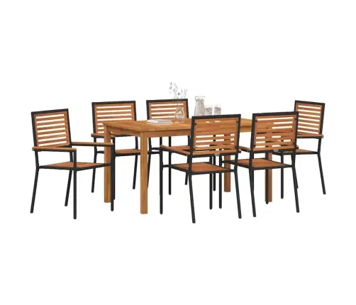 Sodo Valgomojo Komplektas 7 Pcs Juoda Poli Ratanas Sodo Valgomojo Komplektas 7 Pcs Juoda Poli Ratanas