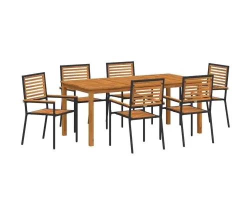 Aia Söögilaudade Komplekt 7 Pcs Must Polürooster