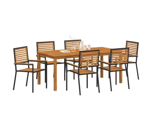 Aia Söögilaudade Komplekt 7 Pcs Must Polürooster