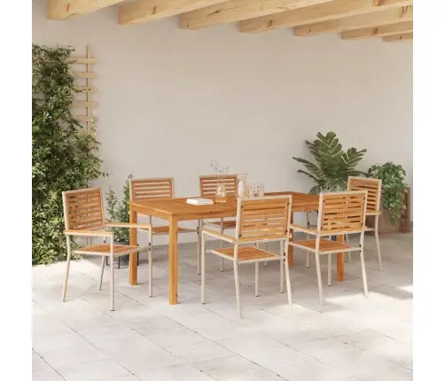 Dārza Ēdamgalds 7 Pcs Bēša 180 X 90 X 75 Cm Sveķi & Koks Vidaxl