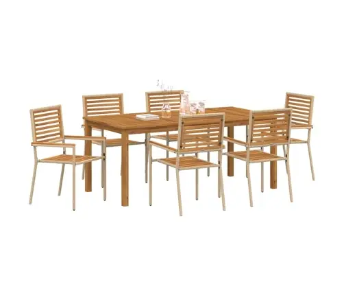 Dārza Ēdamgalds 7 Pcs Bēša 180 X 90 X 75 Cm Sveķi & Koks Vidaxl