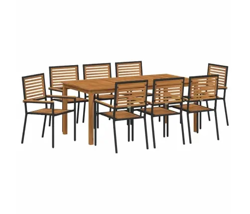Aia Söögilaudade Komplekt 9 Pcs Must Polürooster