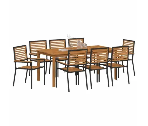 Aia Söögilaudade Komplekt 9 Pcs Must Polürooster