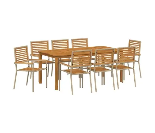 Sodo Valgomojo Komplektas 9 Pcs Smėlio Poli Ratanas