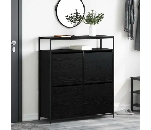 Apavu Skapis Ar 4 Pacelamajām Atvilktnēm Melnais Ozols 100X34X112 Cm Vidaxl